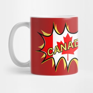 Canadian Flag Comic Style Starburst Mug